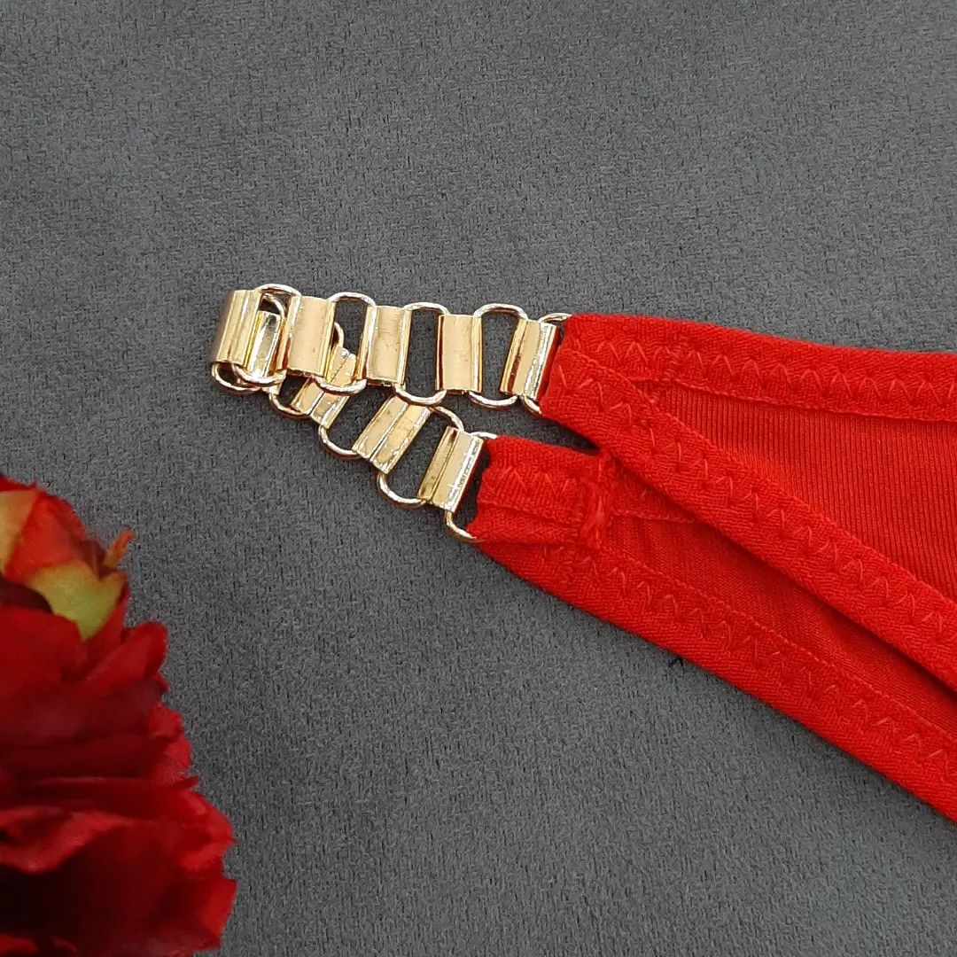 Shezaib High Quality New Style Chain Straps Front Metal V buckel Bra & Panty Set 195