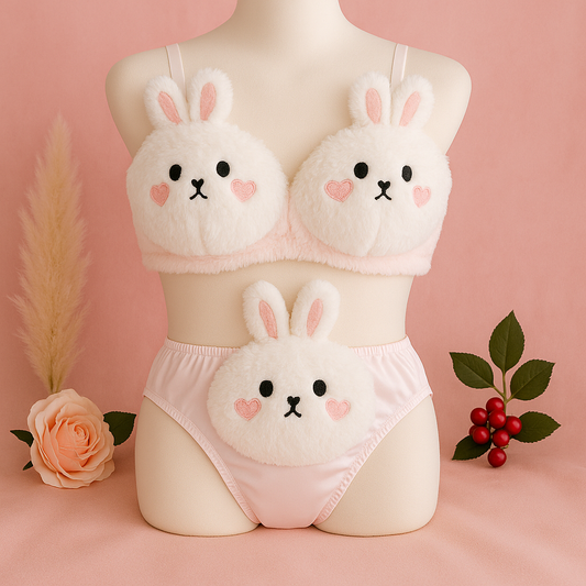 Shezaib Undergarments New High Quality Sexy Cute Anime Soft Plush Design bra underwear Japanese cartoon rabbit underwear Bra & Panty Set 582