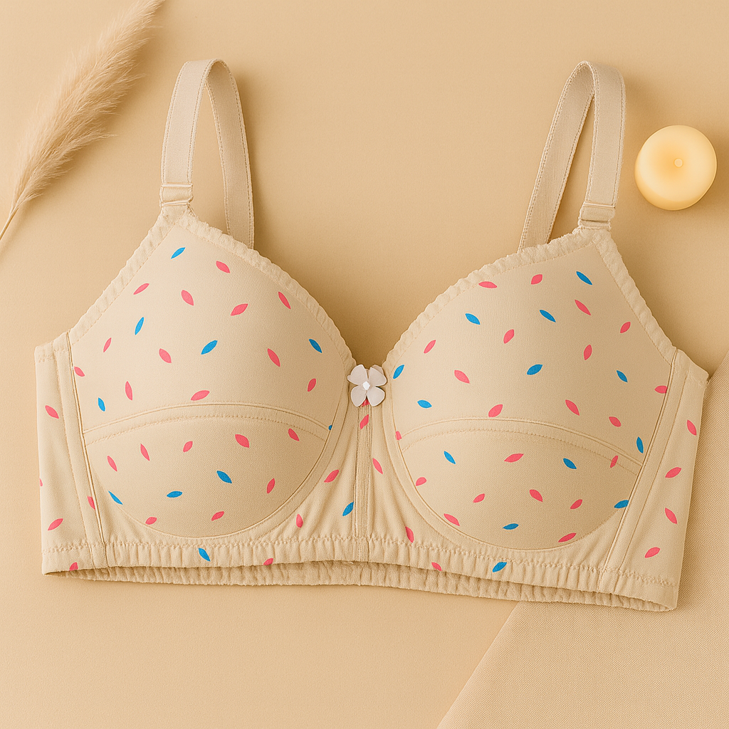 Pack Of 4 Light Padded Cotton Printed  Soft & Breathable Bra