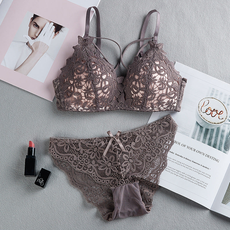 Shezaib Women's Set Wire Free Push Up Lace Female Underwear Set Transparent Panties Seamless Female Underwear and Panty Set 8815