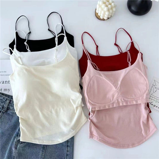 Shezaib New Pack Of 3 New Plain Soft Padded Spaghetti Top For Girls 213