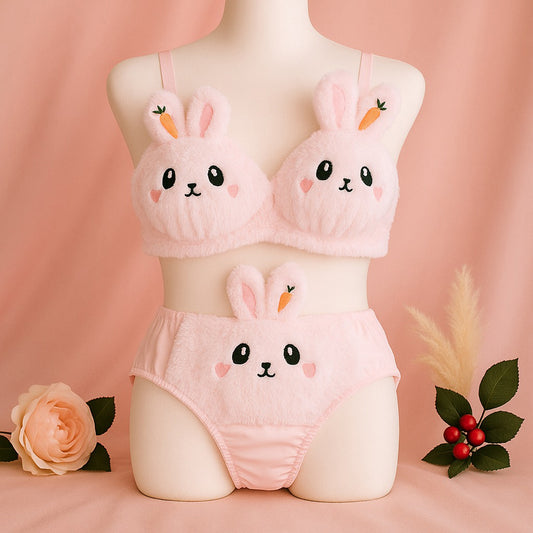 Shezaib Undergarments New High Quality Sexy Cute Anime Soft Plush Design bra underwear Japanese cartoon rabbit underwear Bra & Panty Set 581