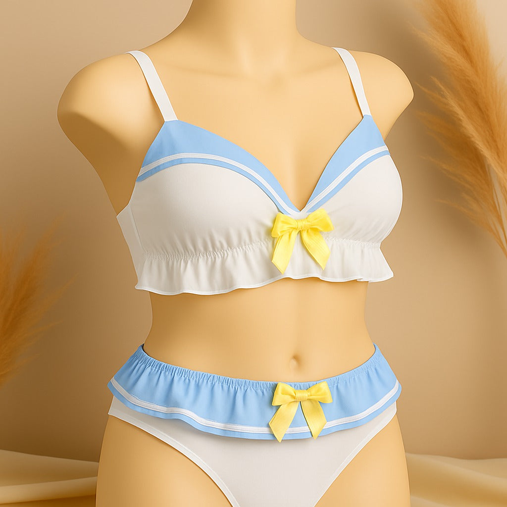 Shezaib High Quality Sailor Moon Style Cute Bra and Pantie Set Bralette Lingerie 2004