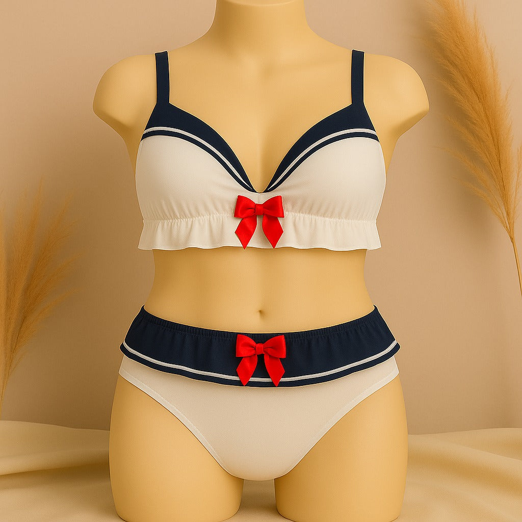 Shezaib High Quality Sailor Moon Style Cute Bra and Pantie Set Bralette Lingerie 2004
