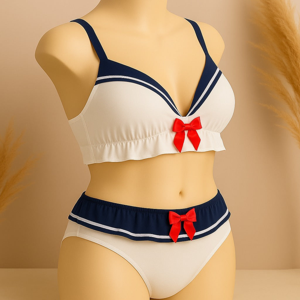 Shezaib High Quality Sailor Moon Style Cute Bra and Pantie Set Bralette Lingerie 2004