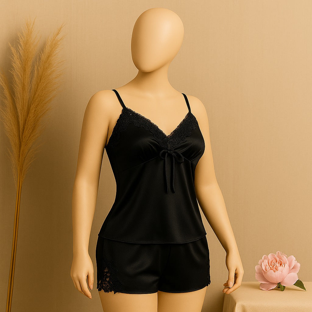 Shezaib 2 pcs silk Charming Style Short Non Padded Inner and Short Nighty 4028