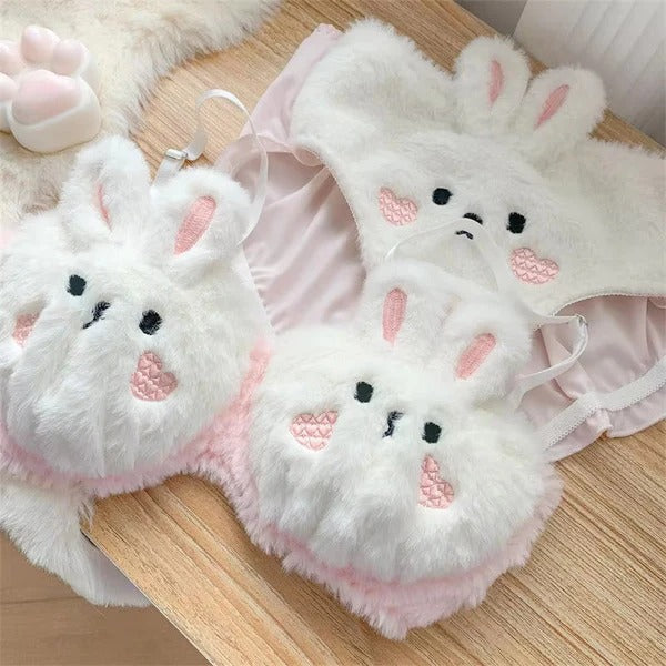 Shezaib Undergarments New High Quality Sexy Cute Anime Soft Plush Design bra underwear Japanese cartoon rabbit underwear Bra & Panty Set 582