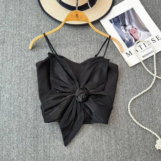 Shezaib Satin Big Bow Flower Bra Top – Soft Padded, Adjustable, Elegant Party Wear Top for Girls & Women