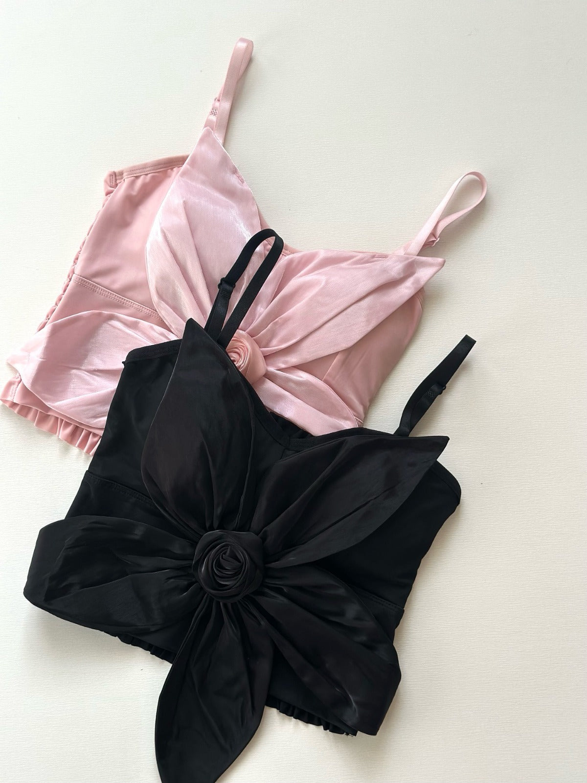 Shezaib Satin Big Bow Flower Bra Top – Soft Padded, Adjustable, Elegant Party Wear Top for Girls & Women