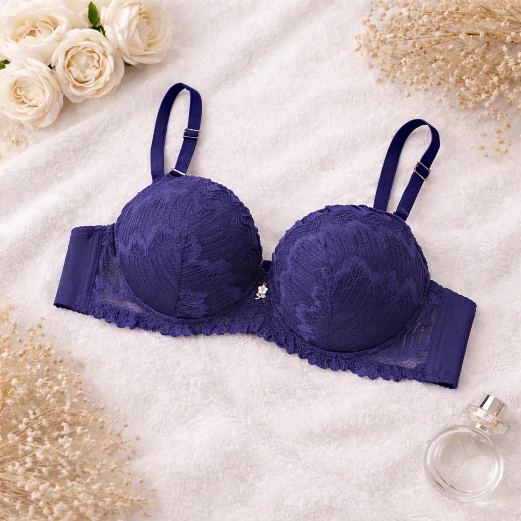 Shezaib Ladies Fancy Wired Bra Premium Quality Wire Bra Soft & Comfortable Full Coverage Stylish Textured Lace Design Party, Daily & Casual Wear A2318