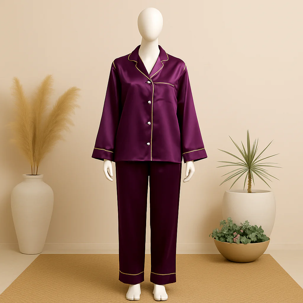 Shezaib Silk Pajamas Sets wedding lingeries Short Sleeve Sleepwear lingerie sets best PJ's in pakistan sexy nighty Two Pieces Set