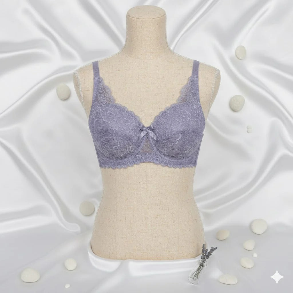 Shezaib Fancy Lace Wired Bra Premium Quality Wire Bra Soft & Comfortable Full Coverage Bra Stylish Floral Lace Design Party, Daily & Casual Wear Bra 37620