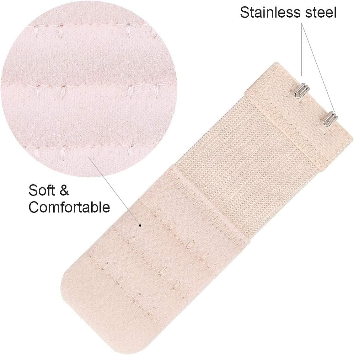 Pack Of 3 Elastic & Non Elastic Bra Extender – 3 Rows 2 Hooks  Increases Band Size Comfortably