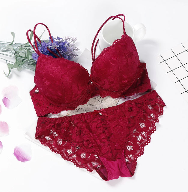 Flourish New lace embroidery bra and panty set cute underwear and