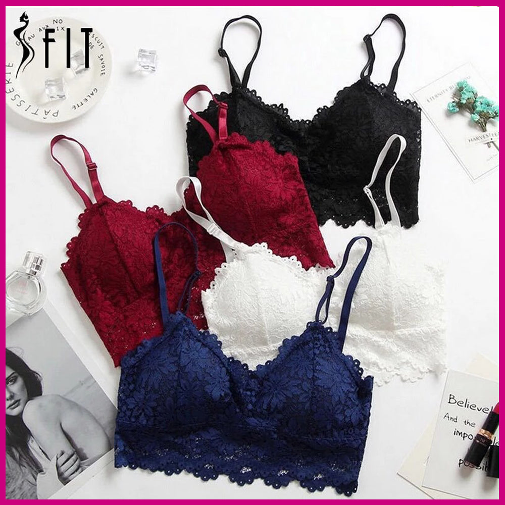 Lace V Neck Crochet Bralette Crop Tops Bra-621 – Shezaib