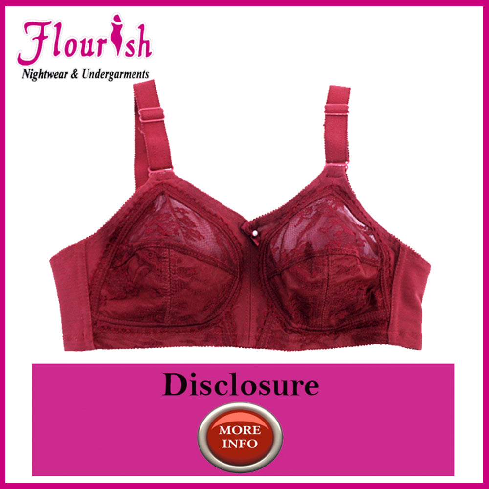 Flourish Lace Charm Non-Padded Full Cover Disclosure Bra Plus Size for  girls / womens