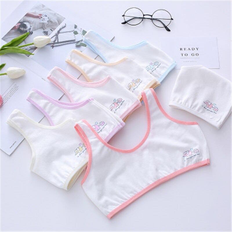 Shezaib Pack of 3 Teenage Cotton Bra Vest For Girls Non Padded Cartoon Vest Tank (8 to 16 Years)