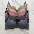 Shezaib Pack Of 2 Premium Ribbed Lining Padded Smooth Fit Wired Padded Bra with Soft Support Net Straps Elegant Finish 8754