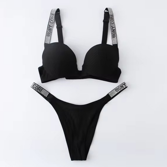 Shezaib New Vigny Core Stones Design  Pushup Bra With T-Panty Set 8964