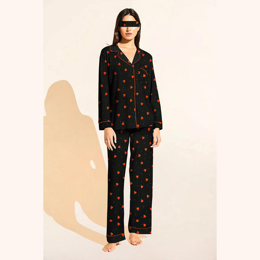 Shezaib Floral Flower Printed Linen Pajamas Sets With Free Scrunchie Sleepwear Lingerie Sets Sexy Nighty Two Pieces Set