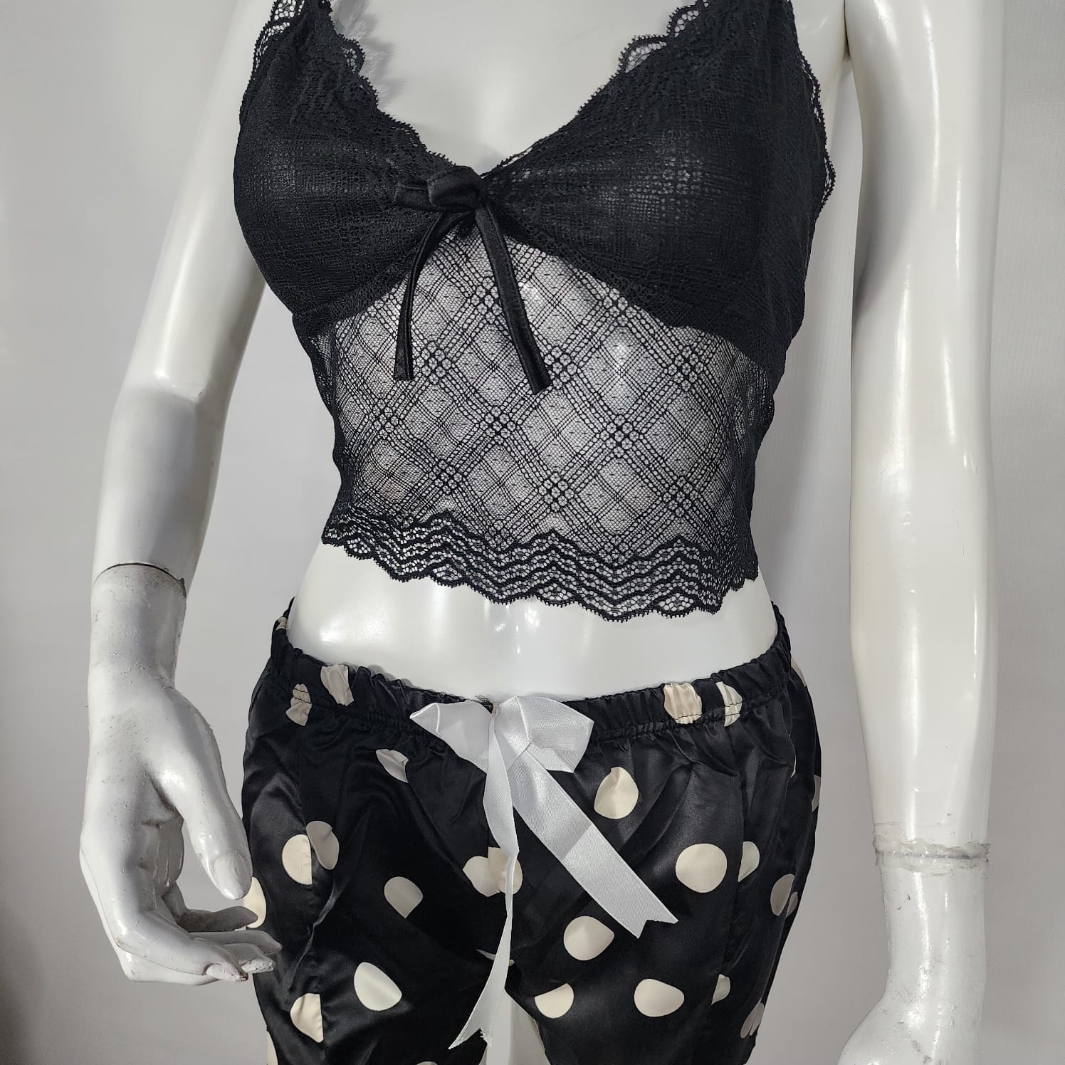 Shezaib 2 Pcs Short Skirt Style Lace See Through Inner Sexy Nighty 1020