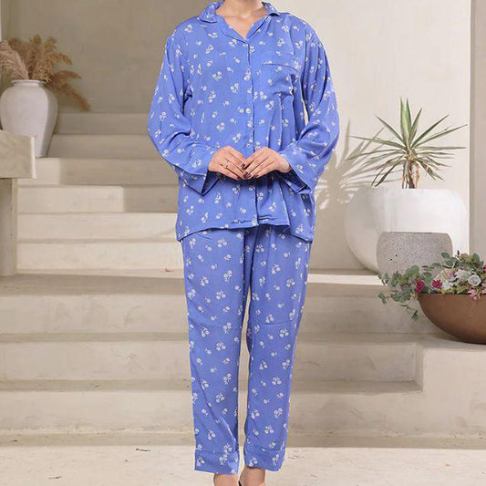 Shezaib New Summer  Cooling Linen 2-Piece Pajama Set  With Scrunchie