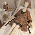 Shezaib Wild Grace: 2-Piece Leopard Print Satin Robe & Chemise Set - Art: 2502-1-K