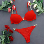 Shezaib High Quality New Style Chain Straps Front Metal V buckel Bra & Panty Set 195