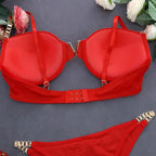 Shezaib High Quality New Style Chain Straps Front Metal V buckel Bra & Panty Set 195