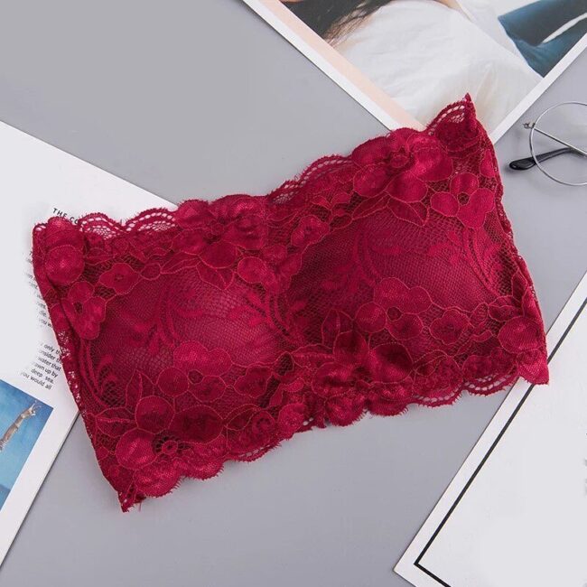 Pack of 2 Fashion New Style Lace Strapless Chest Padded Three-Hook Bra For Girls & Women – 833