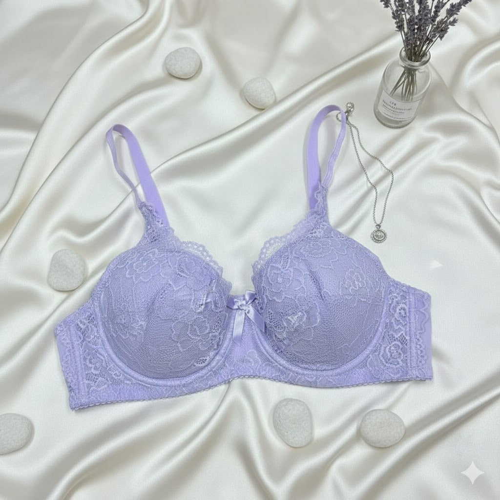 Shezaib Undergarments Ladies Fancy Lace Wired Bra Premium Quality Wire Bra Soft & Comfortable Full Coverage Bra Stylish Floral Lace Design Party, Daily & Casual Wear Bra 37620