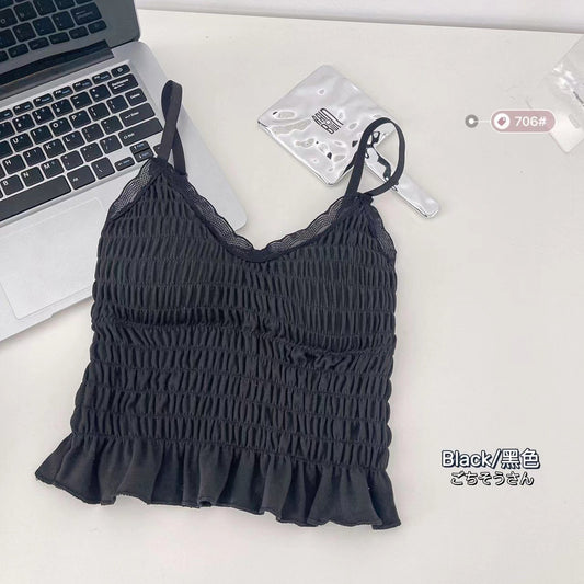 Shezaib New High Quality Adjustable Straps Padded Spaghetti Crop Top 706