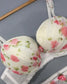 New High Quality Cute Lace Flower Adjustable Straps Push Up Bridal Padded Bra And Panty Set E1813