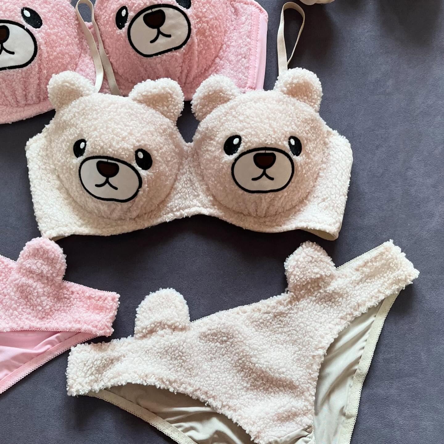 New High Quality Sexy Cute Bear Anime Soft Plush Design Bra & Panty Set 198