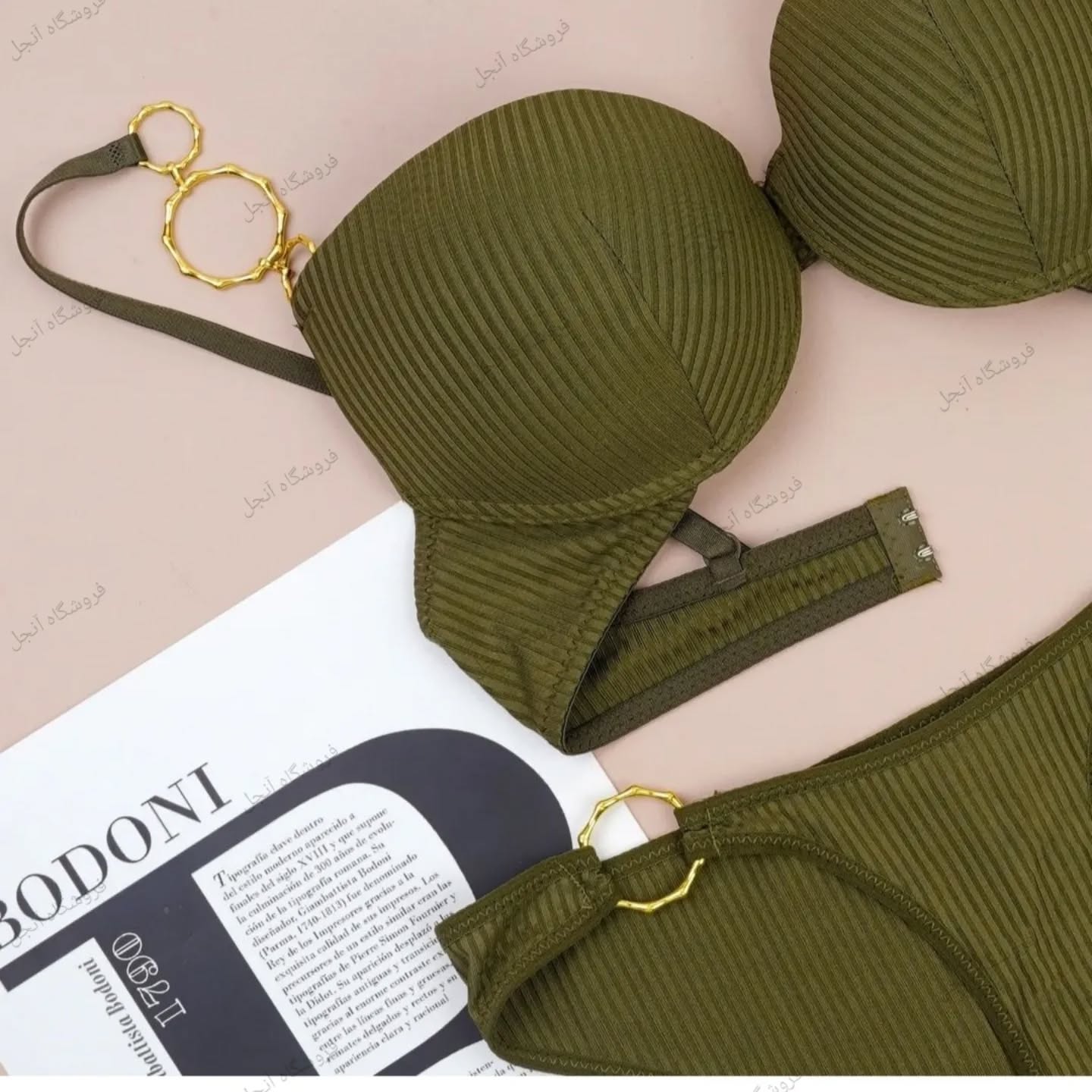 Shezaib New High Quality Sexy Metal Rings Straps With Adjustable Straps Back Closure Push-Up Bra & Panty Set 196