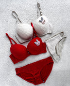 New High Quality Sexy Cute Soft Plush Design Bra & Panty Set E991