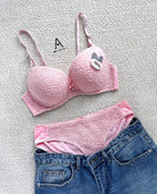 New High Quality Sexy Cute Soft Plush Design Bra & Panty Set E991