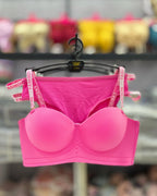 New High-Quality Fashion Printed Adjustable Straps Push Up Bra And Panty Set E1178
