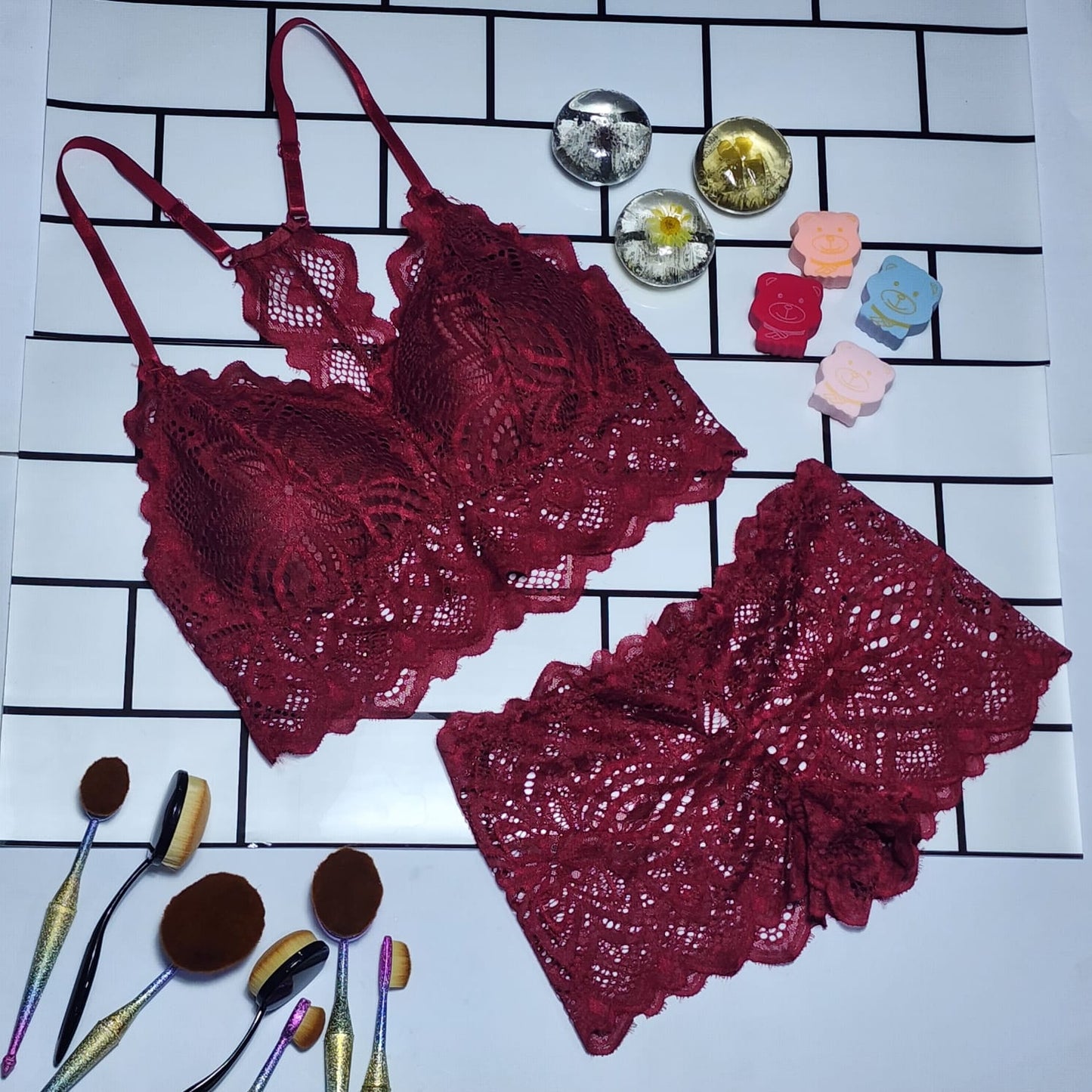 Shezaib  High Quality Lace Embroidered Lace Bra And Panty Set 8333