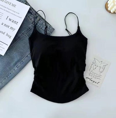 Shezaib New Pack Of 3 New Plain Soft Padded Spaghetti Top For Girls 213