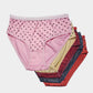 Stack of women's underwear in various colors on a light gray background
