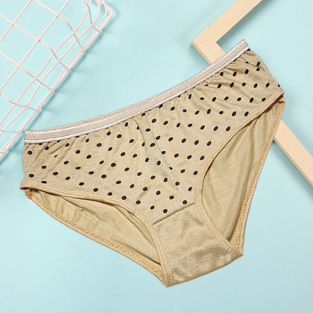 Shezaib women's polka dot design cotton panty in beige color