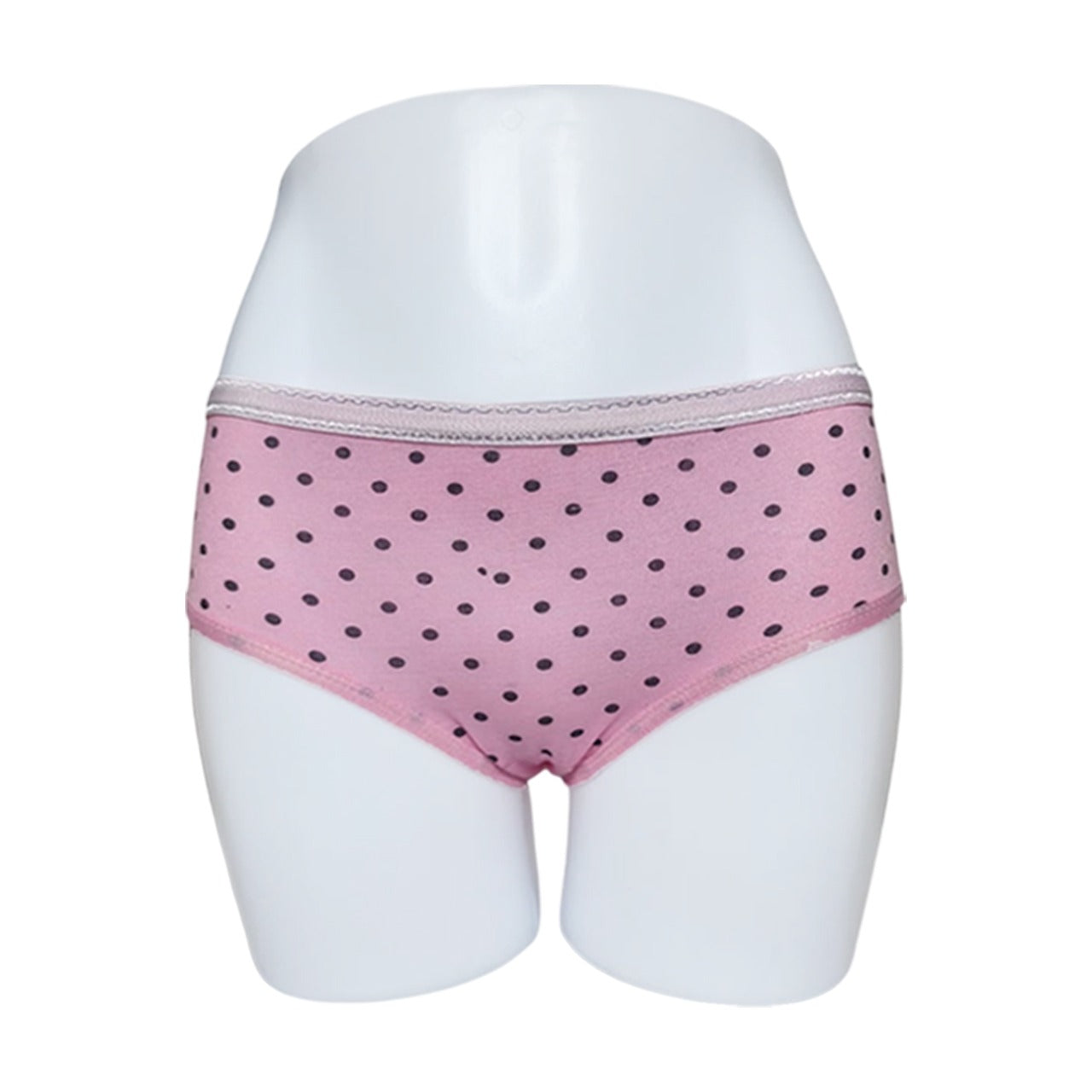 Shezaib women's polka dot design cotton panty in pink color on a mannequin