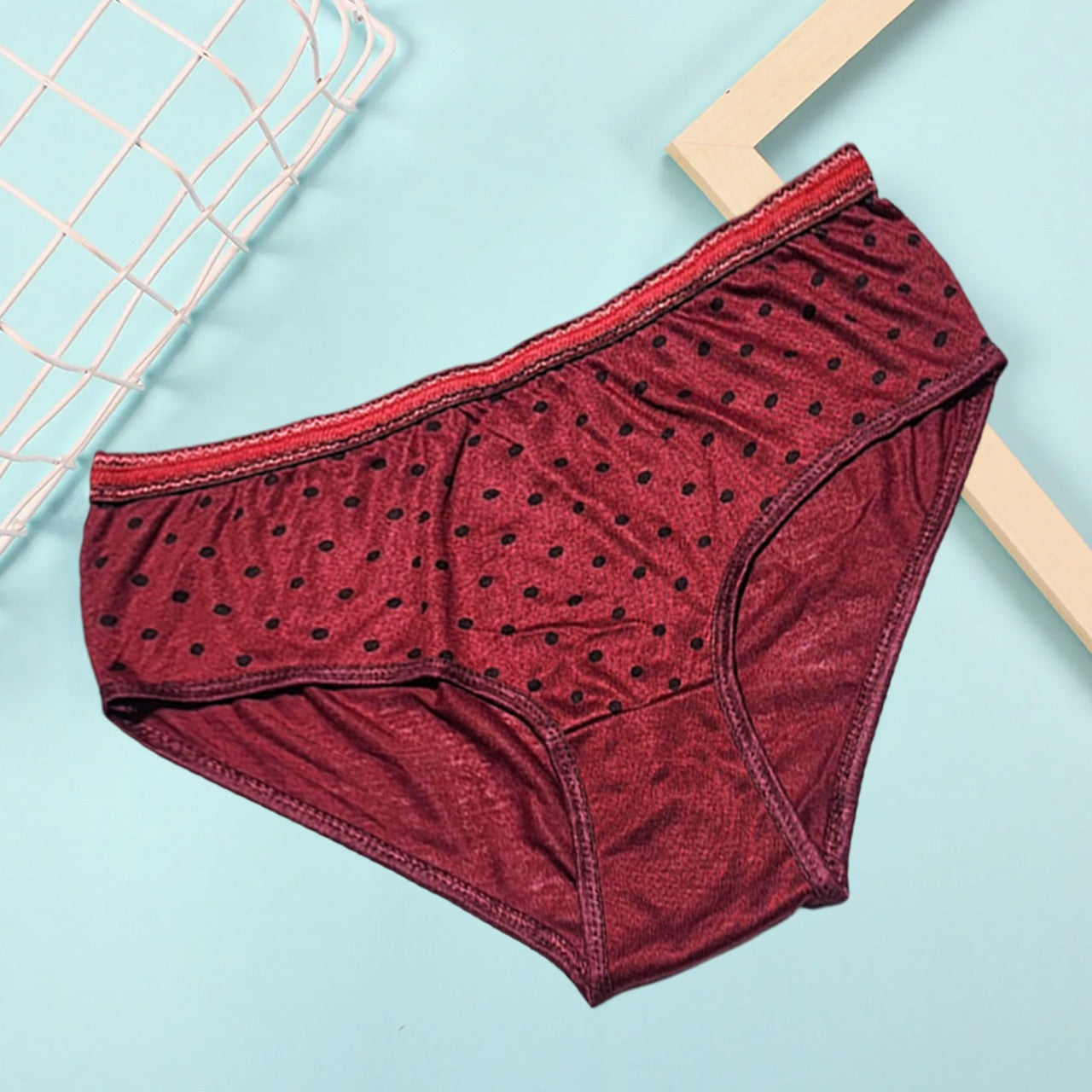 Shezaib women's polka dot design cotton panty in red color