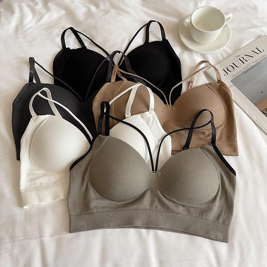 Pack of 3 Comfortable Gathered Seamless No-Steel Ring Thin Strap Bra for Girls & Women – J566