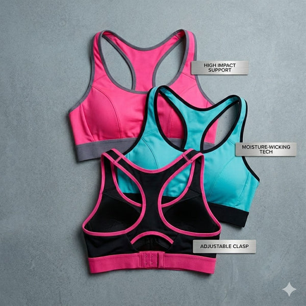 Aura Active Women's Seamless Racerback Sports Bra – High-Impact Fitness Wear with Adjustable Hook-Clasp 99003