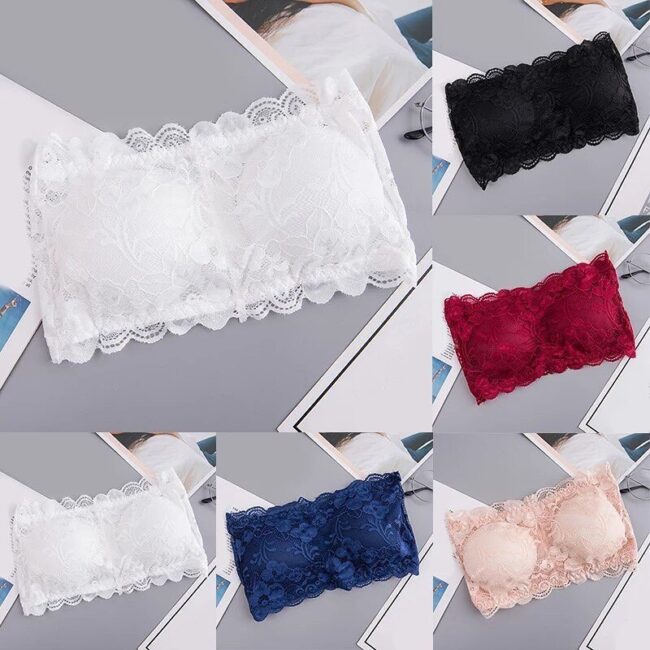 Pack of 2 Fashion New Style Lace Strapless Chest Padded Three-Hook Bra For Girls & Women – 833