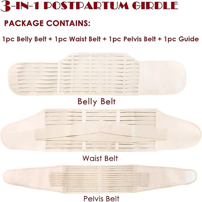 3 in 1 Postpartum Belt After Delivery Support Recovery | Body Shaper Belt for Women for After Birth Postnatal C-section | Waist Pelvis Shapewear Wrap Postpartum Girdle 3830-16