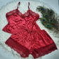 Shezaib V Neck  With Lace  Baggy Style Top Short Sexy Silk Satin Home Suit Pajamas Sets