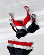 Flourish High Quality New Style Wired Rhinestone Straps Back Hook Adjustable Straps Bra & Panty Set E919